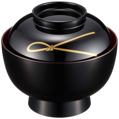 まえじゅう漆器 雑煮碗 結び 黒内朱 伝統工芸 山中塗り 450ml 日本製 3T-420