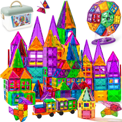 Jecimco Magnetic Toys, Magnetic Blocks, 139 Pieces, Luxury Set, For Kids, Building, DIY, Building Blocks, Educational Toys, Boys, Girls, Birthday Gift, Indoor Play, Magnetic Blocks