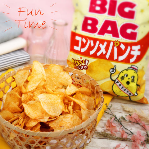 Calbee Potato Chips, Big Bag, Consomme Punch, 5.6 oz (160 g) x 12 Bags, Large Capacity, Plenty of Parties, Snacks, Snacks