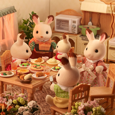 EPOCH Sylvanian Families FS-46 Chocolate Rabbit Family Dolls, Safety Toy Mark Certified, Toy for Ages 3 Years and Up, Dollhouse