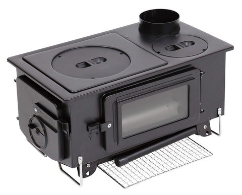 Captain Stag UG-75/UG-2031/UG-2032 Kamado Rectangular Wood Stove, BBQ, With Chimney, Glass Window, Storage Bag Included