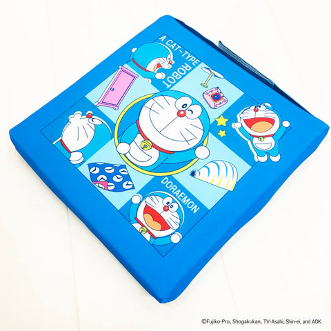 MORIPiLO 4621019 Doraemon Doraemon Chair Cushion, Water Repellent, 9.8 x 9.8 inches (25 x 25 cm), Children, Bicycle, Child Seat, Character Goods, Shogakukan, Blue