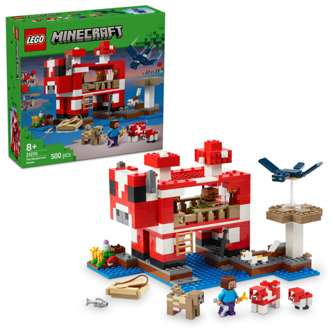 LEGO Minecraft 21270 Moshroom House, Toy, Birthday Gift, Blocks, Girls, Boys, Children, 8, 9, 10, Elementary School Students