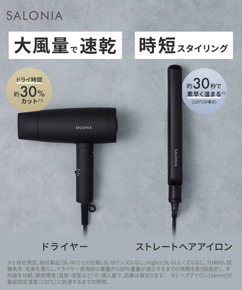 SALONIA 入門套裝吹風機和直髮器，24 毫米，灰色