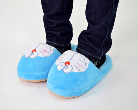 MORIPiLO 4620220 Morishita Slippers, Indoor Shoes, Kids, Women's, Doraemon, Blue, 9.1 - 9.8 inches (23 - 25 cm), Room Shoes, Fluffy Material, Character Goods, Shogakukan