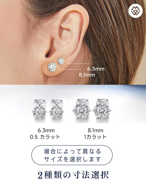 MomentWish Moissanite Earrings, Women's, Men's, 925 Silver, Hypoallergenic Stud Earrings, 0.6 - 4 Carats, Artificial Diamond, D Color, VVS1, Popular Anniversary, Gift, 4/5/6.5/7.5/8 mm