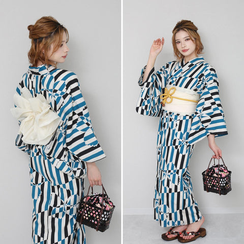 Fuuka X142333 Women's Yukata 2-Piece Set, One Size Fits All (Waist Belt, Made in Japan)