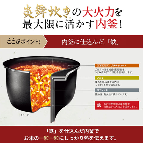 象印マホービン 炊飯器 5.5合 炎舞炊き 圧力IHタイプ 日本製 お手入れ点数2点 スレートブラック NW-PV10-BZ