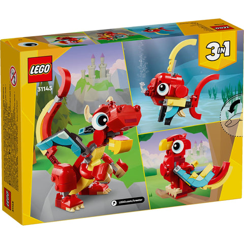 LEGO 樂高 Creator 紅龍 玩具 禮物 積木 男孩 女孩 兒童 5歲 6歲 7歲 8歲 小學生 龍 動物 動物 益智 創意 31145