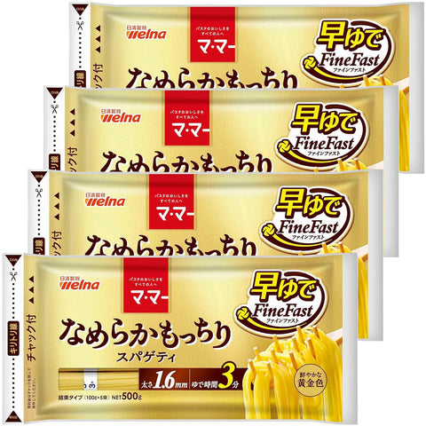Ma Fast Boy 3분 부드럽고 쫄깃한 스파게티 1.6mm 500g x 4봉 (약 20인분) 파스타 면, 3분, 빠른 삶는 시간, 짧은 식사 준비, 전자레인지 조리 시간, 간편하고 측정하기 쉬움 (묶음형/지퍼 달린 봉지) FineFast