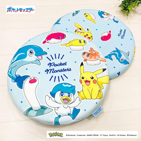 MORIPiLO 4621390 Pokemon Zabuton Chair Cushion, 15.7 x 15.7 inches (40 x 40 cm), Round, Cooling Sensation, Memory Foam, Character Goods, Pokemon Pardea, Blue,