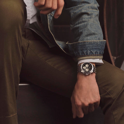 Seiko Selection S Series Neo Vintage Men's Quartz Chronograph, Dial: Black, Bracelet Type