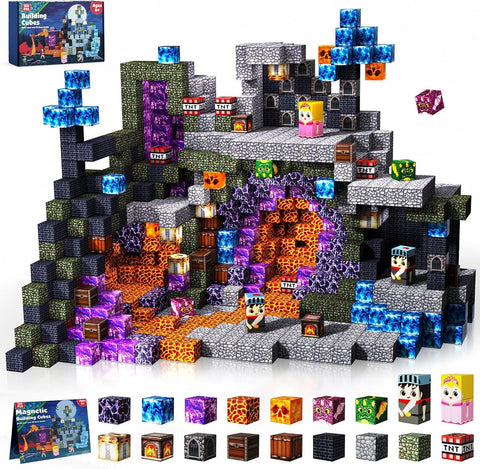 MAGNETIC BUILDING BLOCKS - Magnetic Block Cube, STEM Educational Toy Set for Kids Ages 3+, Montessori Building Blocks Toys, Easter Gifts for Boys and Girls 4-8 Years Old 8-52 Years Old