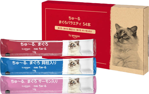 by Amazon ちゅ~る 猫用おやつ まぐろバラエティ 14g × 54本 (SOLIMO)