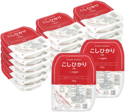 (Amazon Brand) Happy Belly Packed Rice, Niigata Prefecture Specially Cultivated Koshihikari Rice, 7.1 oz (200 g) x 20 Packs (White Rice)