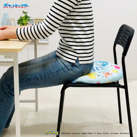 MORIPiLO 4621390 Pokemon Zabuton Chair Cushion, 15.7 x 15.7 inches (40 x 40 cm), Round, Cooling Sensation, Memory Foam, Character Goods, Pokemon Pardea, Blue,
