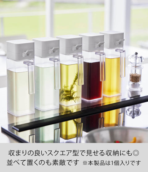 Yamazaki 1517 Seasoning Bottle with Lid, White, W 2.6 x D 3.9 x H 8.5 inches (6.6 x 10 x 21.5 cm), Tower Refill, Easy to Open and Close, Disassemble and Wash