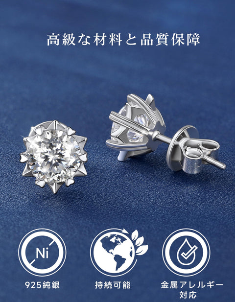 MomentWish Moissanite Earrings, Women's, Men's, 925 Silver, Hypoallergenic Stud Earrings, 0.6 - 4 Carats, Artificial Diamond, D Color, VVS1, Popular Anniversary, Gift, 4/5/6.5/7.5/8 mm