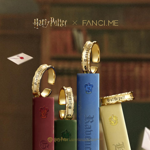 FANCIME x Harry Potter 官方合作款 女士 男士 戒指 葛萊分多 斯里薩林 雷文克羅 快樂粉撲 戒指 霍格華茲四宿舍 可調 戒指 開放 銀 金色 萬聖節 聖誕節 禮物