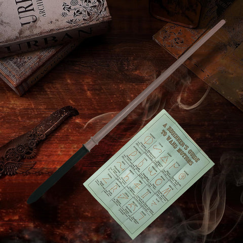 [Meccol] 魔法杖 魔法學校風 小道具 角色扮演 樹脂 高度復原 萬聖節 魔杖 派對 生日禮物 魔法小道具 男女同用(杖+咒語表+票據+地圖)附收納盒