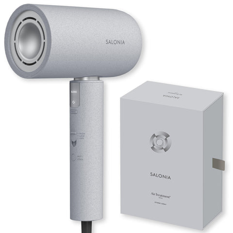 SALONIA Air Treatment Hair Dryer, High-Volume, Fast-Drying, Lightweight, Stone Gray