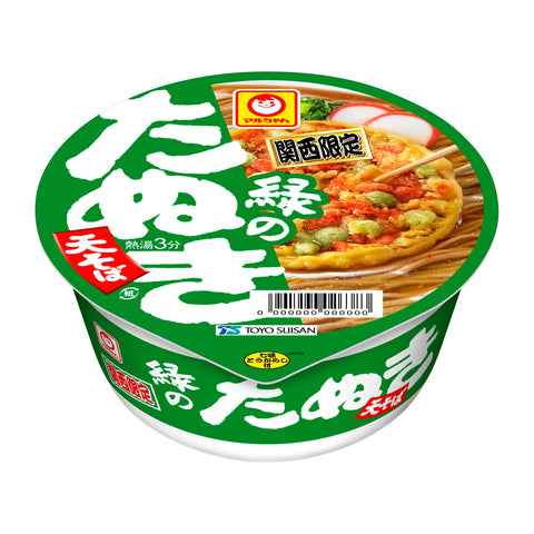 Red Fox Maru-chan Green Tansuki Tensoba, Kansai (3.5 oz (101 g) x 12 Pieces), Kansai Limited Cup Noodles, Kansai Style Tsuyu/Onions, Cup Soba, Small Shrimp, Pumpko, Boxed