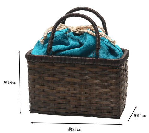 Hasegawa Women's Bamboo Hamper Yukata Basket Bag, Removable Drawstring