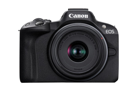 Canon EOSR50BK-1845ISSTMLK EOS R50 Mirrorless (MILC) Camera, RF-S18-45 Standard Zoom Lens Kit, Black, APS-C, Approx. 13.2 oz (375 g)