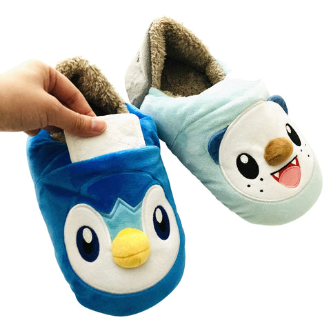 [MORIPiLO] ポケモン スリッパ 室内 ルームシューズ (ポッチャマ ミジュマル ふわもこクニャック) 23.0-25.0cm 子供 大人兼用 ぬいぐるみ グッズ 可愛い プレゼント ブルー pokemon ポケットモンスター キャラクター まくらのモリシタ