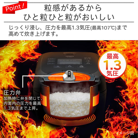 日立 炊飯器 5.5合 圧力IH RZ-A100HJ H チャコールグレー 日本製 黒厚鉄釜 蒸気セーブ