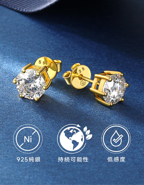 MomentWish Moissanite Earrings, Women's, Men's, 925 Silver, Hypoallergenic Stud Earrings, 0.6 - 4 Carats, Artificial Diamond, D Color, VVS1, Popular Anniversary, Gift, 4/5/6.5/7.5/8 mm
