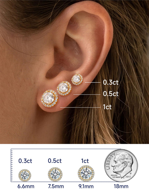 MomentWish Women's Moissanite Earrings, 1 - 2 Ct, Moissanite D Color, VVS1 Gold, 925 Silver, Hypoallergenic, Single Diamond Earrings, For Women, Birthday, Anniversary, Gift, 1 Carat - (0.5 ct x 2) - 5