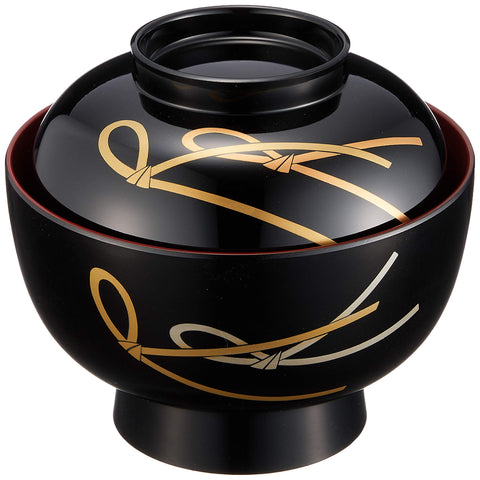 まえじゅう漆器 雑煮碗 結び 黒内朱 伝統工芸 山中塗り 450ml 日本製 3T-420