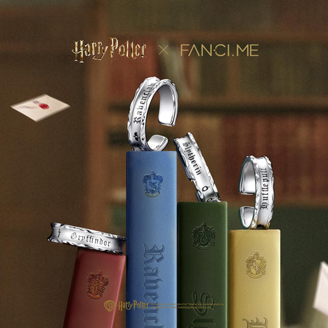 FANCIME x Harry Potter Official Collaboration Women's Men's Ring Gryffindor Slytherin Ravenclaw Hufflepuff Ring Hogwarts Four Dorm Adjustable Ring Open Rig Silver Gold Halloween Christmas Present