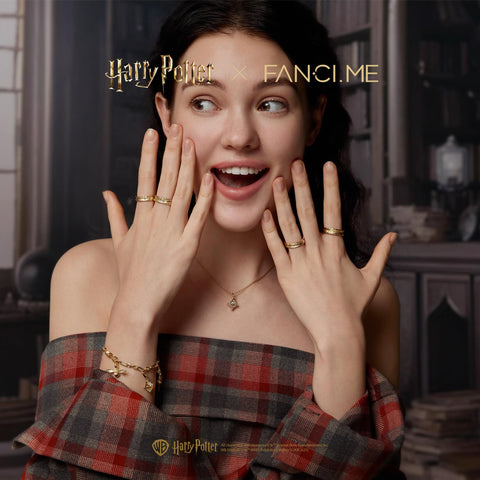 FANCIME x Harry Potter 공식 콜라보레이션 여성용 남성용 반지 그리핀도르 슬리데린 래번클로 후플푸프 링 호그와트 4돔 조절 가능한 링 오픈 링 실버 골드 할로윈 크리스마스 선물