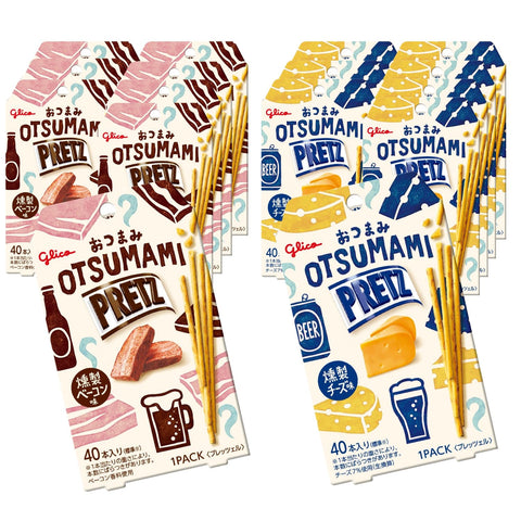 Pretz Snack Pretts Assorted Set, 2 Types x 7 Pieces (Smoked Cheese Flavor, Smoked Bacon Flavor), Ezaki Glico