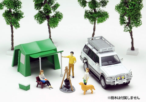 Geocore 64 1/64 #Car Snap 01a Camping (TLV-NEO Mitsubishi Pajero Midroof Wide VR Exclusive Color Included) Accessories & Complete Mini Car Set