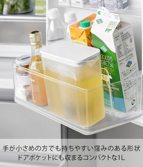 Yamazaki 1690 Shelvable Cold Water Bottle 3.2 x 6.6 x 6.3 inches (1 L), White, W 3.2 x D 6.6 x H 6.3 inches (8.2 x 16.7 x 16 cm), Tower Tower, Dishwasher Safe, Heat Resistant, Includes Tea Strainer