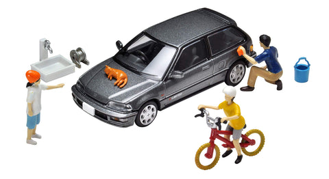 GEO COLLE64 1/64#汽車卡扣02b 洗車 Honda 思域 25X・S-Limited 附ABS・PVC制塗裝組裝完成 人偶・小物件&壓鑄製造 成品迷你車套裝 314875