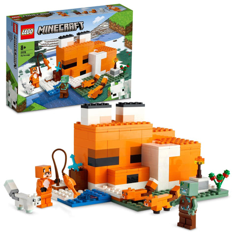 LEGO Minecraft 21178 The Fox Lodge Minecraft Toy for Kids, Elementary School Students, Video Games, Animals, Lego Blocks, Unisex, Ages 8 and Up