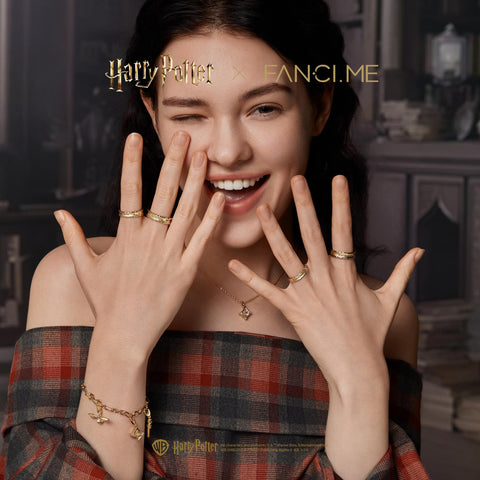 FANCIME x Harry Potter Official Collaboration Women's Men's Ring Gryffindor Slytherin Ravenclaw Hufflepuff Ring Hogwarts Four Dorm Adjustable Ring Open Rig Silver Gold Halloween Christmas Present