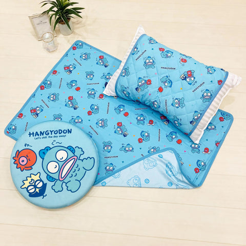 MORIPiLO Sanrio Zabuton Chair Cushion, Memory Foam, Handyodon, Goods, Cute, Soft, For Summer, Cool, Round, Sanrio Character, Blue, 15.7 x 15.7 inches (40 x 40 cm), For Adults and Children, Unisex