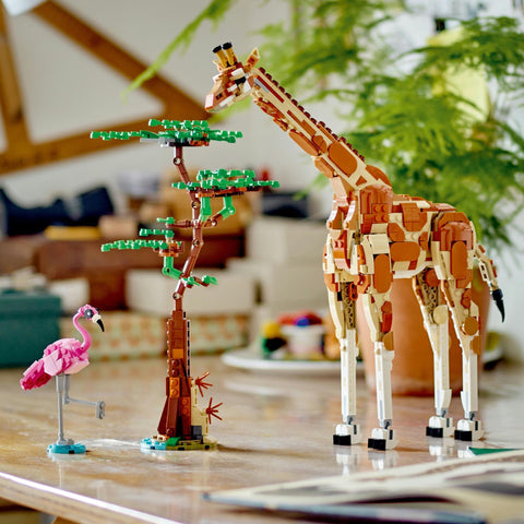 LEGO Creator 31150 3-in-1 Safari Animals Set (Giraffe&Flamingo/Gazelles/Lion&Butterfly), For Ages 8 - 11, Boys & Girls, Creative Educational Toy