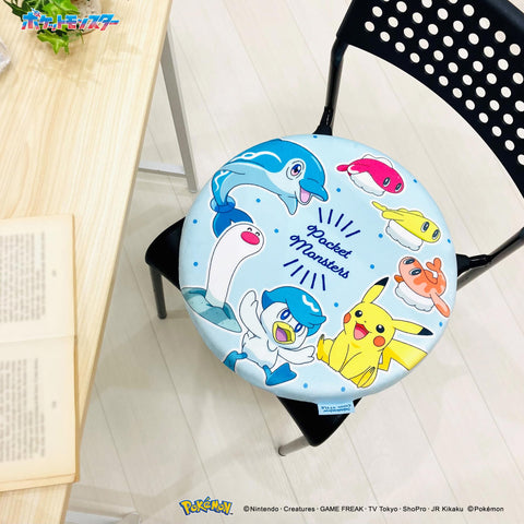 MORIPiLO 4621390 Pokemon Zabuton Chair Cushion, 15.7 x 15.7 inches (40 x 40 cm), Round, Cooling Sensation, Memory Foam, Character Goods, Pokemon Pardea, Blue,