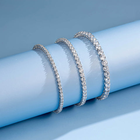 FANCIME モアッサナイト レスレット レディース テニス ブレスレット 幅3mm 4mm 5mm tennis 腕輪 純銀 金色 シルバー S925 ご褒美 クリスマス 誕生日 記念日 プレゼント ギフトラッピング付