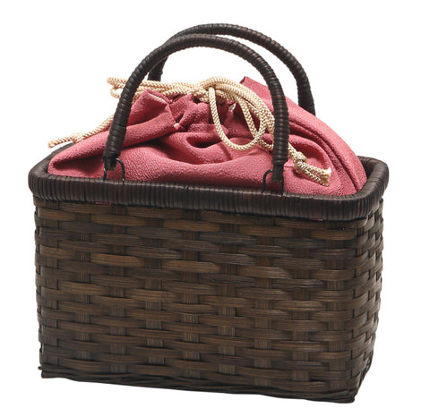 Hasegawa Women's Bamboo Hamper Yukata Basket Bag, Removable Drawstring