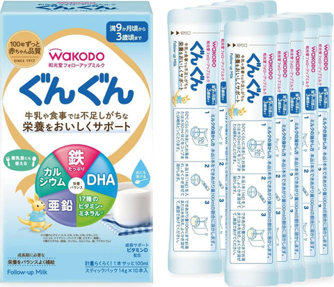 和光堂 Wakodo Follow up 奶粉 9个月左右起 棒型 铁质・钙支撑 14克×10瓶