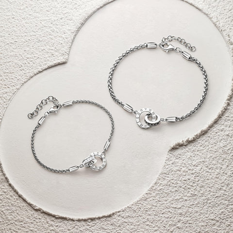 FANCIME Pair Necklace, Women's, Men's, Ring, Pair Bracelet, Double Loop, Mobius Motif, Zirconia ∞, Unisex, Couple, Silver, S925, Sterling Silver, Brand, Christmas, Anniversary, Matching Gift, Gift