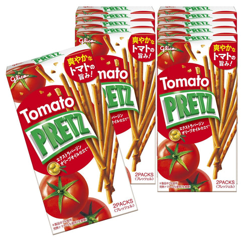 Ezaki Glico Tomato Pretz, Snacks, Pretzels, Snacks, Delicacies, 2.9 oz (53 g) x 10 Boxes