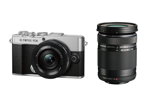 OM SYSTEM PEN E-P7 EZ Double Zoom Kit, Silver